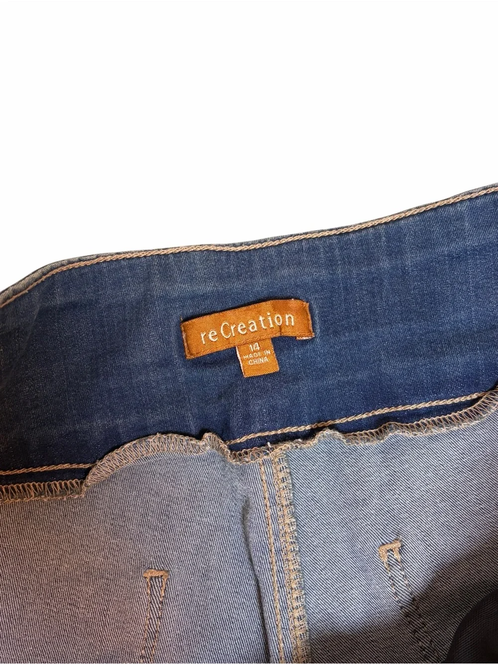 reCreation Dark Rinse Straight-Leg Cropped Stretch Pull On Jeans Plus Size 14